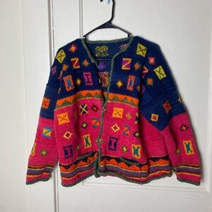 Vintage Wool Patterned Button Down Cardigan